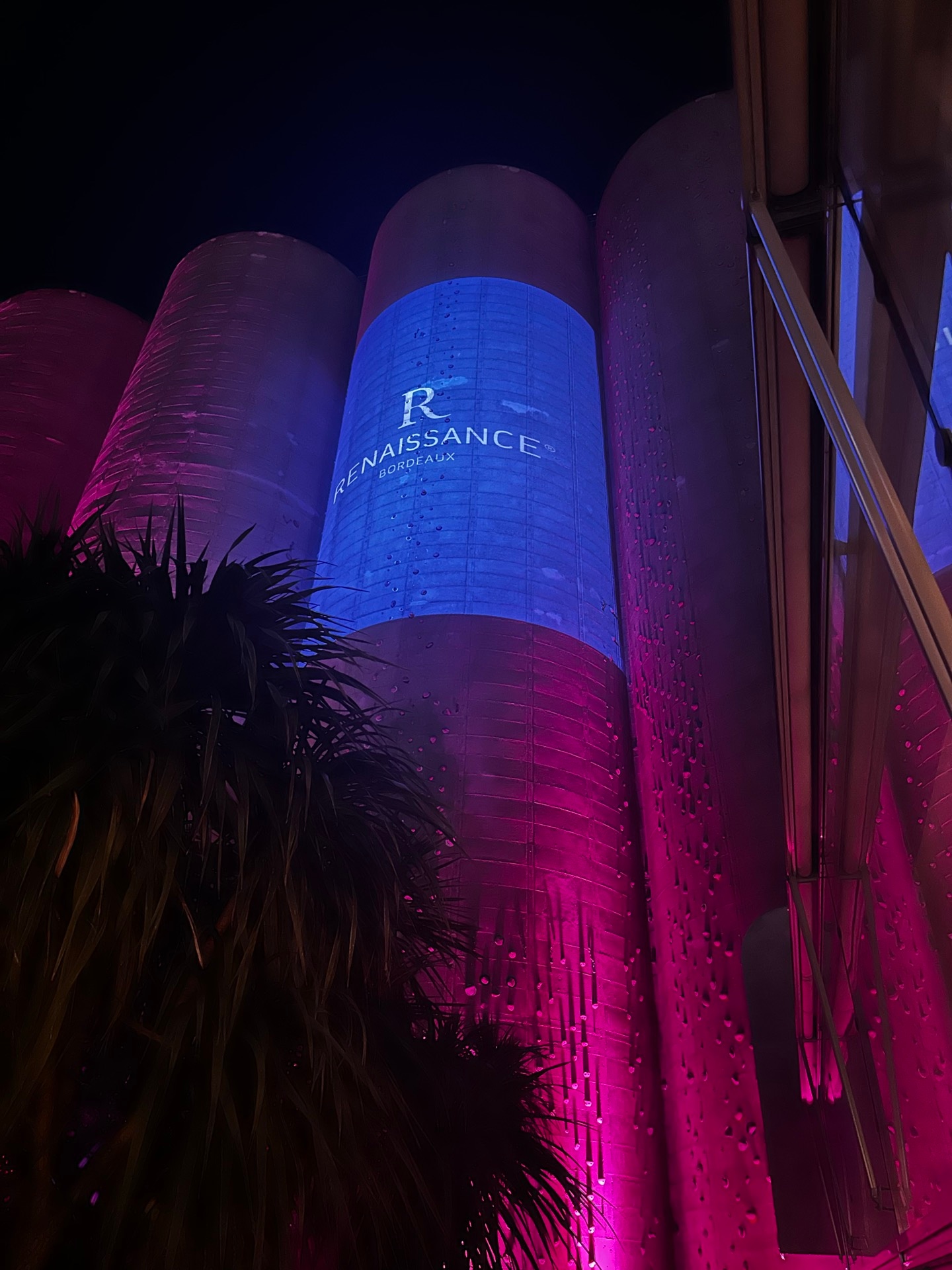 Renaissance Bordeaux — mapping vidéo sur silos illuminés par ADN
